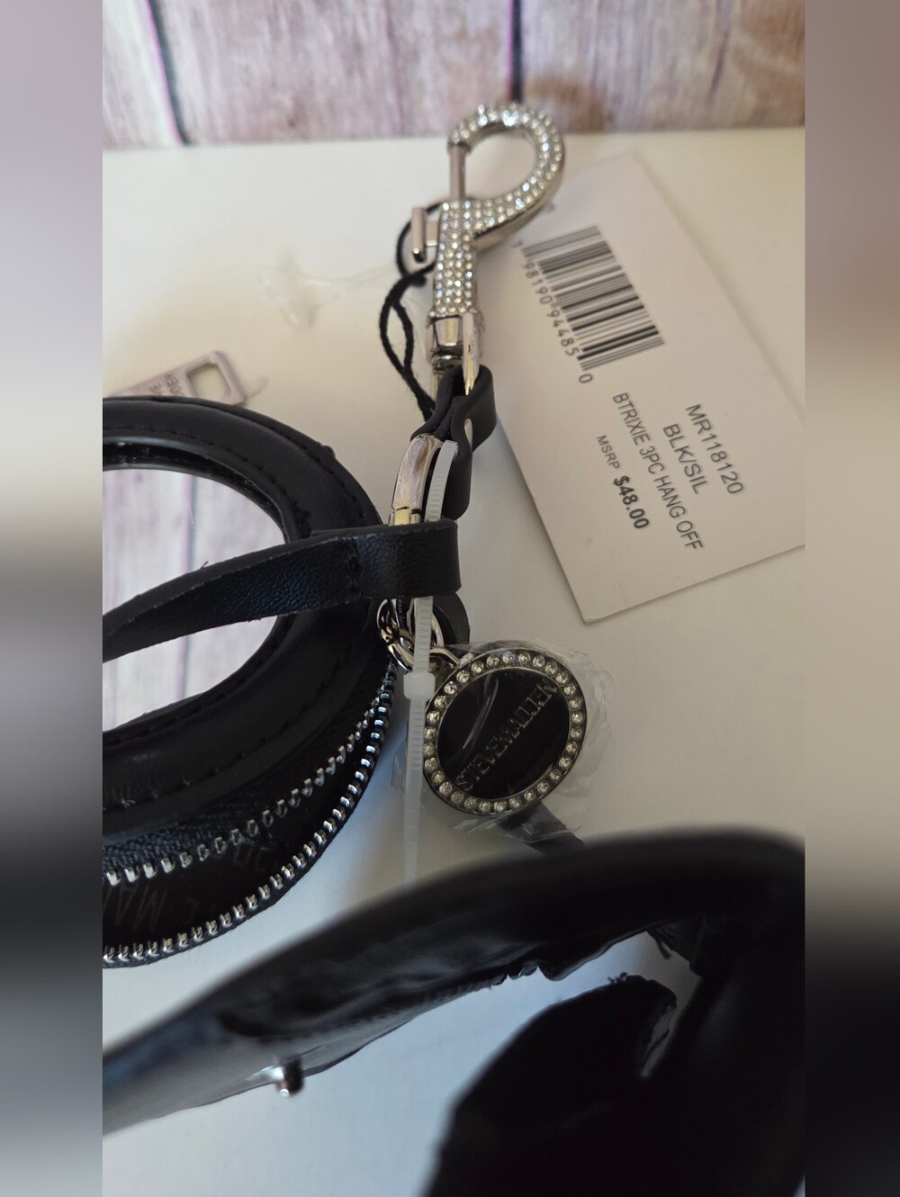 Steve Madden Black Keychain Coin Purses With Compact Mirror 3pc NWT - Picture 11 of 14